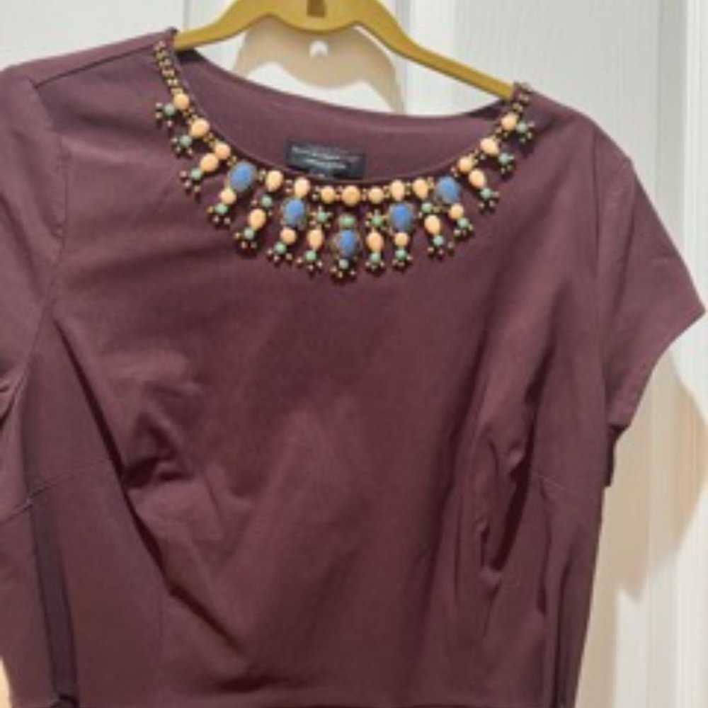 LOWEST: Plum beaded collar dress, 16 - Picture 6 of 7